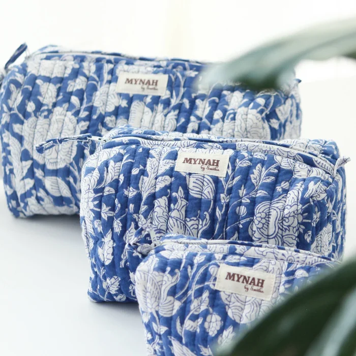 Large Porcelain Floral Cosmetic Bag