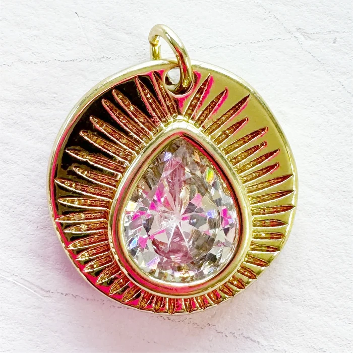 Large Rhinestone Teardrop Charm