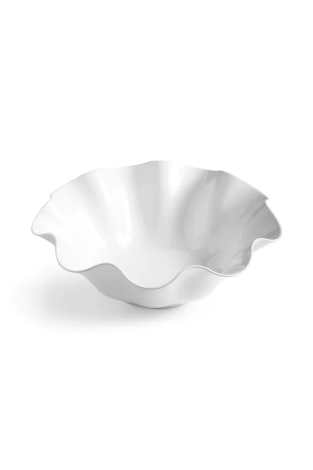 LARGE WHITE CLAM MELAMINE SERVING BOWL