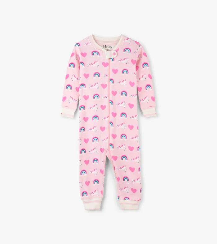 Last One: 6/9 Months – Coverall (Organic Cotton) – Unicorns and Rainbows