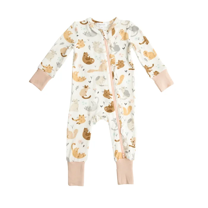 Last One – Size 0/3M: Coverall Ruffle (Zipper) – Pretty Kitties