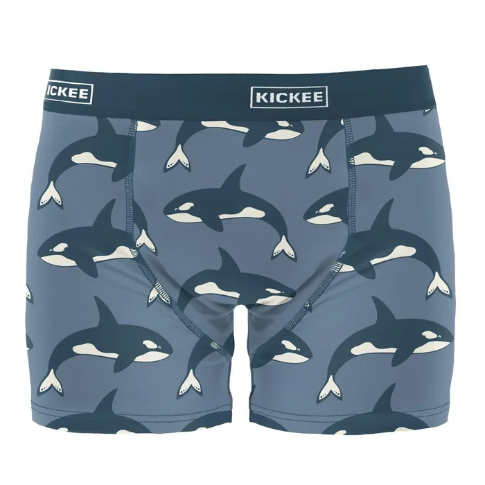 Last One – Size 3XL: Men’s Boxer Briefs – Parisian Blue Orca