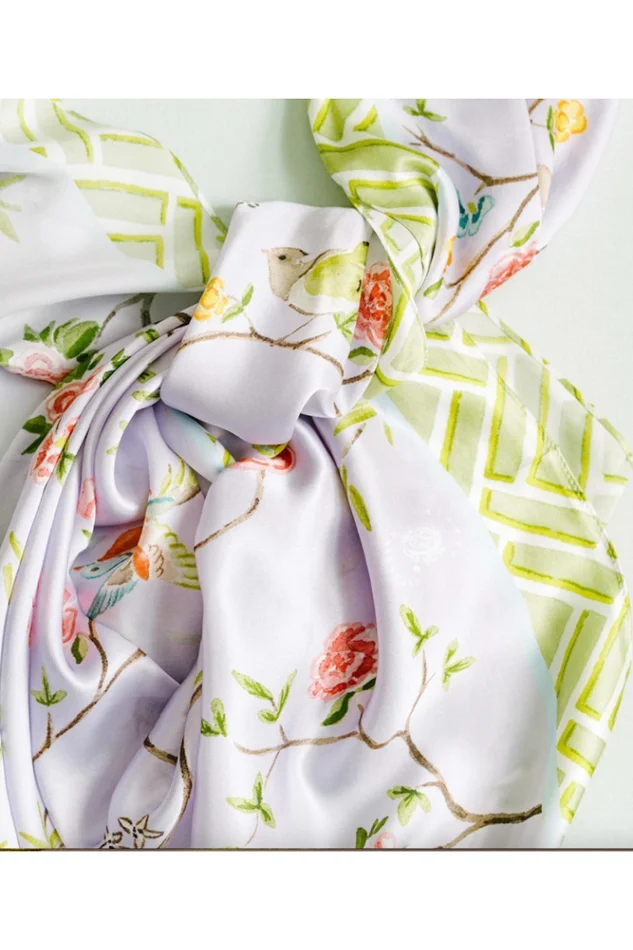 LAVENDER CHINOISERIE SCARF 100% SILK