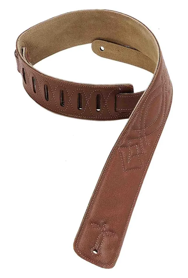 Levy’s DM1SG-BRN 2.5″ Leather Strap with Embroidery – Brown