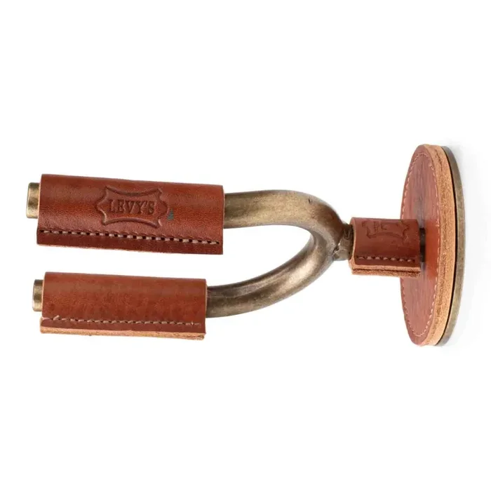 Levy’s Leathers LVY-FGHNGR-BRTN Brass Forged Guitar Hanger with Tan Leather