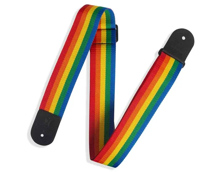 Levy’s Leathers M8POLY-RNB 2″ Wide Rainbow Polyester Seatbelt Guitar Strap