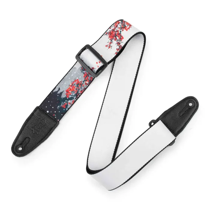 Levy’s Leathers MPD2-116 2” Wide Polyester Guitar Strap with Cherry Blossoms and Snow Motif