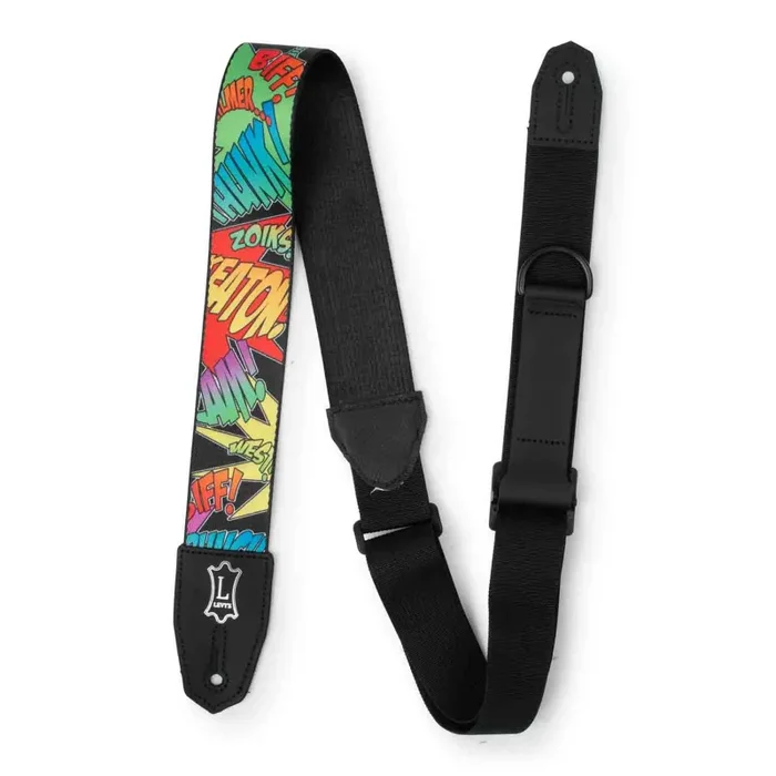 Levy’s Leathers MPRH-36 Right Height 2” Wide Polyester Guitar Strap with Comic Book Onomatopoeia Motif