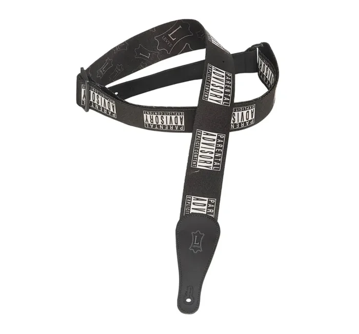 Levy’s MPS2-065, 2-Inch Sonic-Art Polyester Guitar Strap with Parental Advisory Sticker Graphic Design