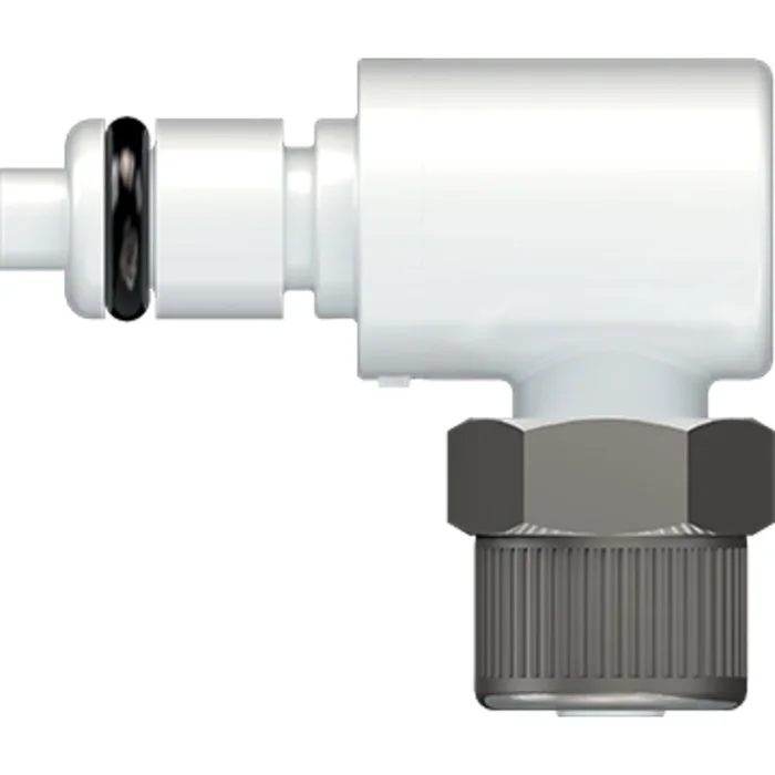 LinkTech 20AC Series Elbow Male, Valved, 1/4″ PTF, Natural Acetal, Buna N