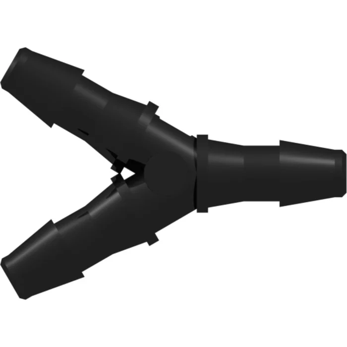 LinkTech Y Tube Fitting with 200 Series Barbs, 1/4″ (6.4 mm) ID Tubing, Black Nylon