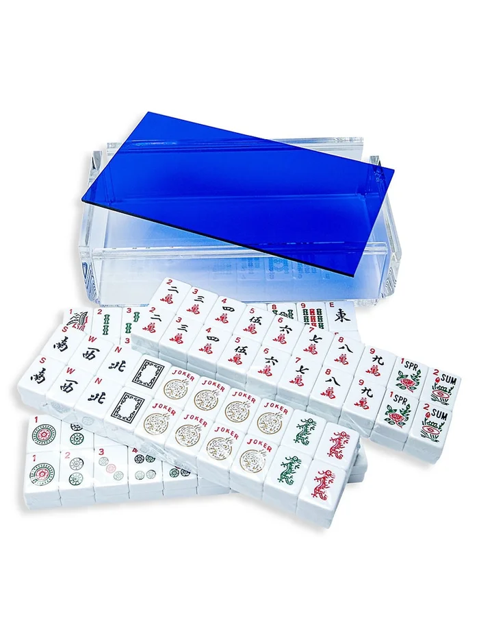 Luxe Dominoes El Mahjong Set, Blue