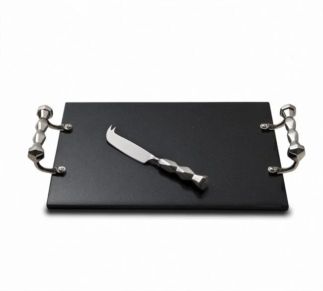 Mary Jurek Ibiza Black Marble Cheese Tray W/Knife