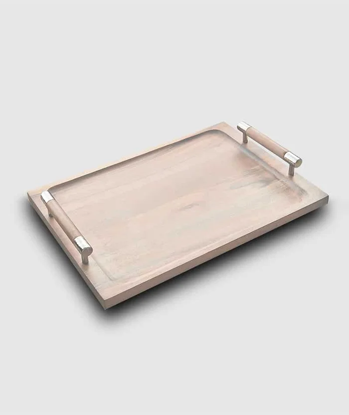 Mary Jurek Sierra White Wood Tray With Handles