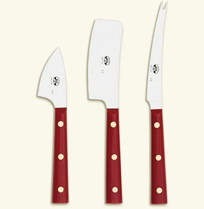 Match Pewter Berti Set Of 3 Red Lucite Handled Cheese Knives