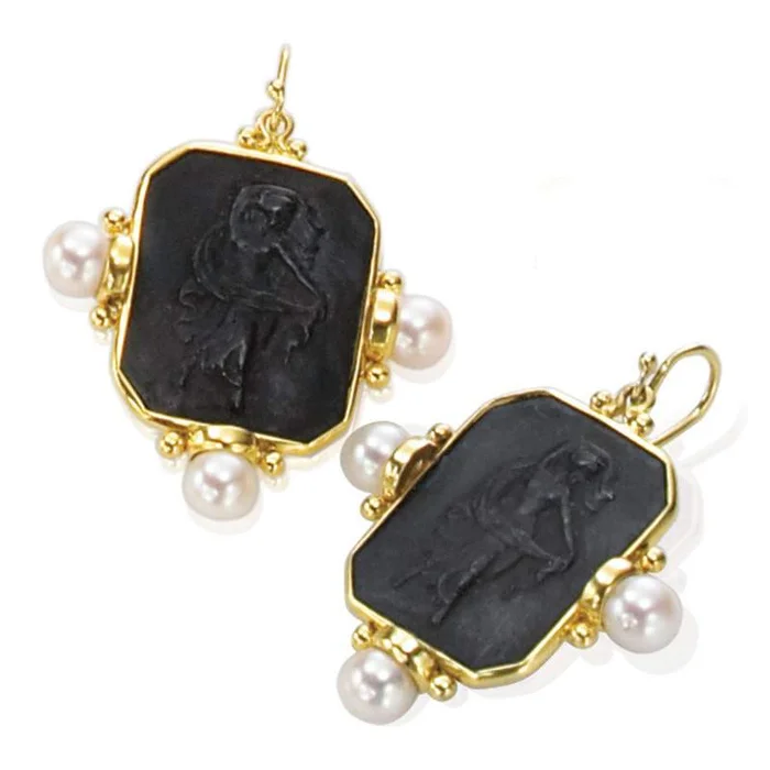 Mazza Antique Pompei 14K Freshwater Pearl Wire Earrings