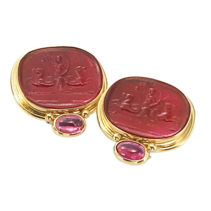 Mazza Baby Rosa Pink Tourmaline Venetian Glass Earrings