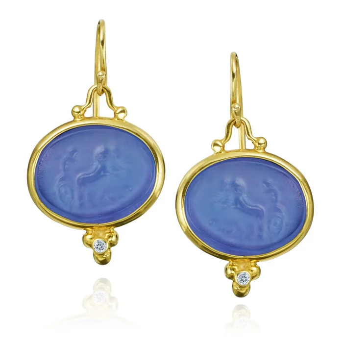 Mazza Murano Blue Venetian Glass Wire Earrings