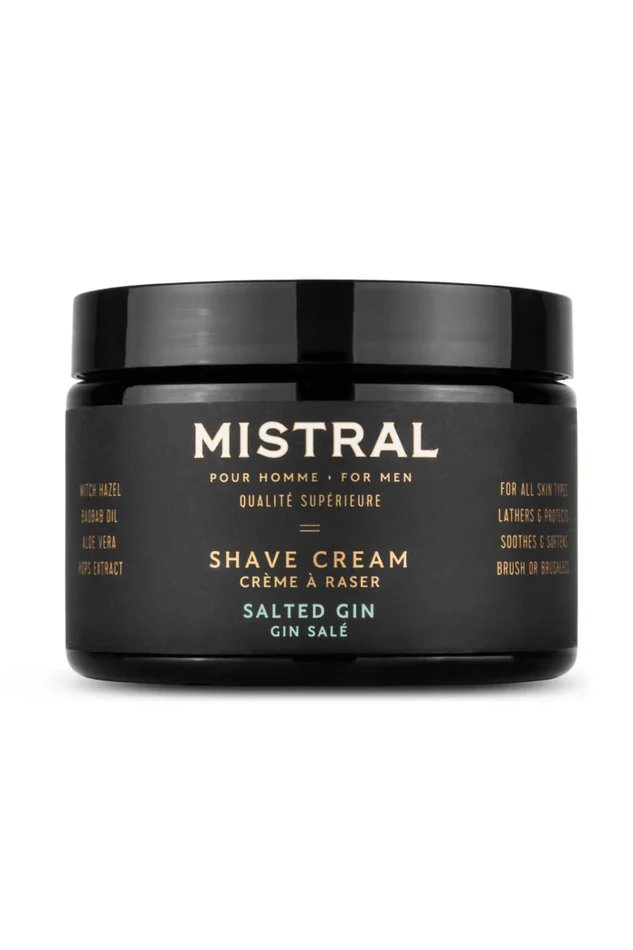 MEN’S SHAVE CREAM TUB SALTED GIN 9 OZ