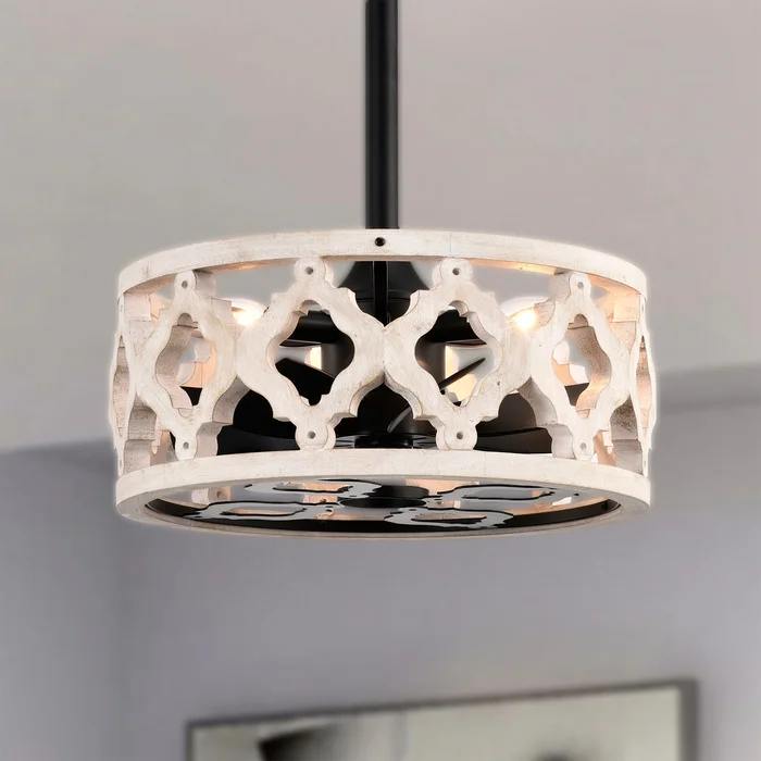 Mica 16 Inch Imitation Wood Grain Fandelier – N/A