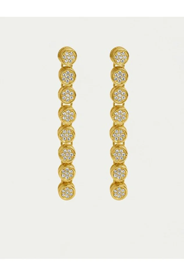 Mirabeau Pave Drop Earrings – Gold – White Topaz