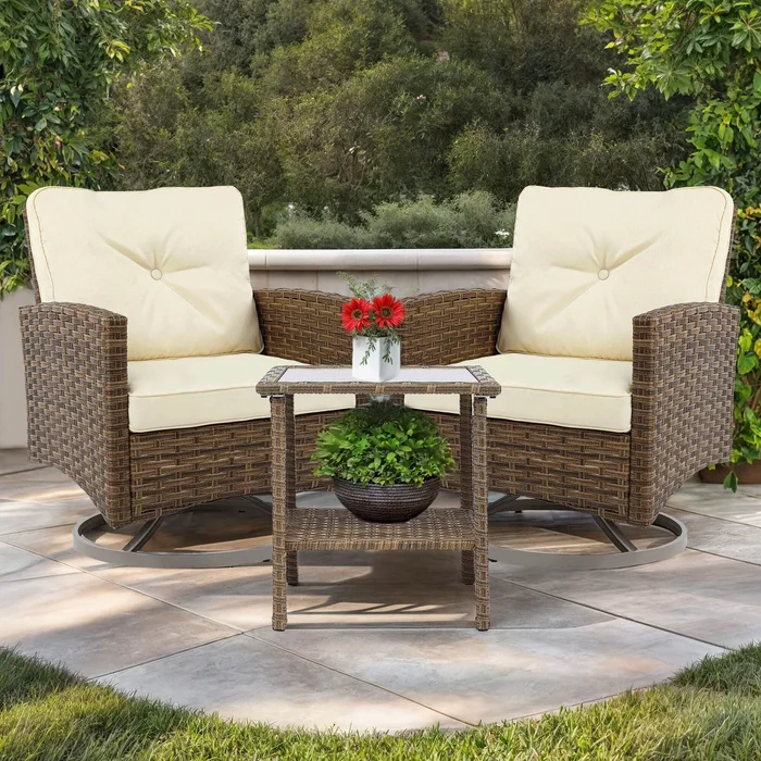 Moasis 3-Piece Wicker Patio Outdoor Swivel Chair – 3 PCS
