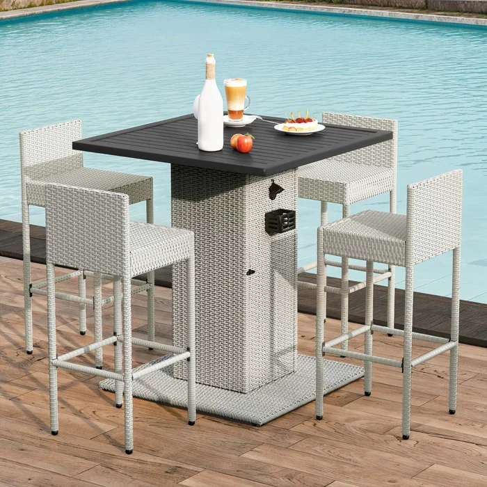 Moasis 5-Piece Wicker Patio Bar Set – 5 Pcs