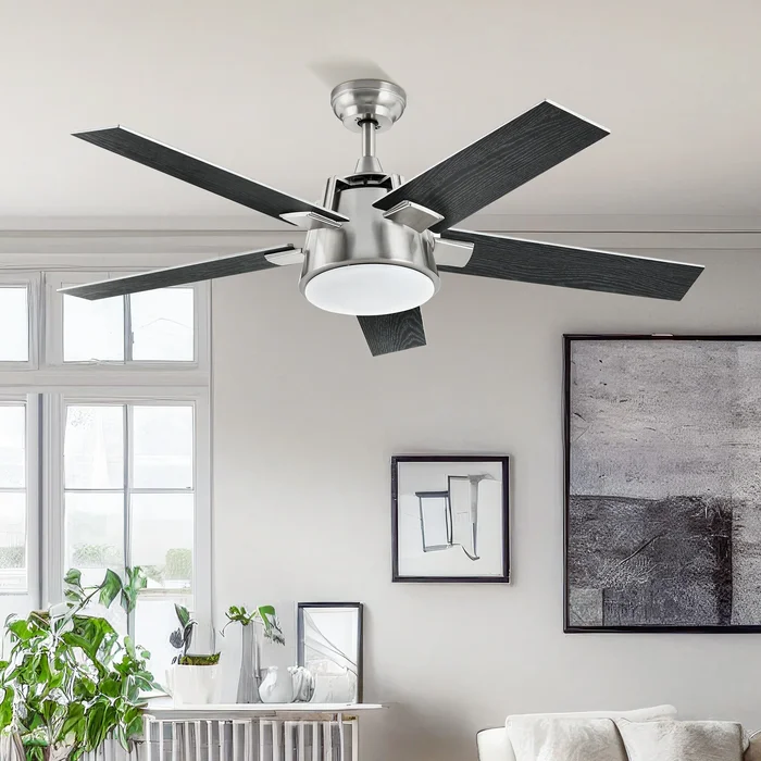 Moasis 52 inch 3-Color LED Ceiling Fan Light with 5 Wooden Blades and Remote – 52″