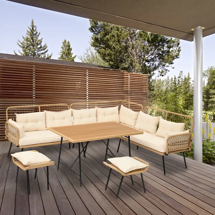 Moasis Black 6-Piece Patio Wicker Furniture Conversation Set – 6 PCS