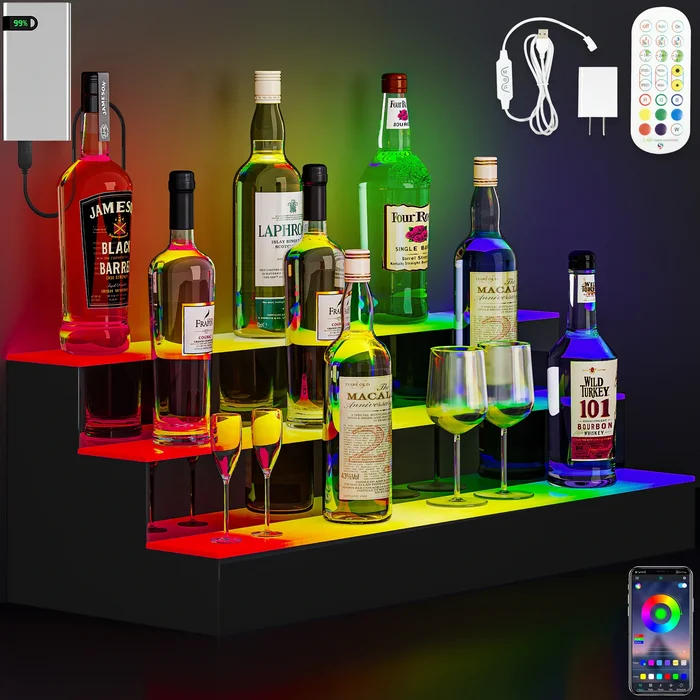 Moasis Lighted Liquor Bottle Display Shelf Wine Bottle Rack