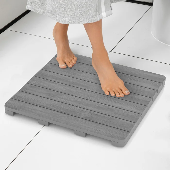 Moasis Non-Slip Plastic Wood Lumber Shower Mat Square Floor Mat