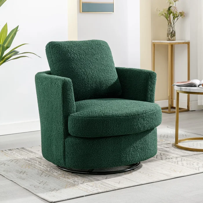 Modern Upholstered Swivel Barrel Chair for Living Room