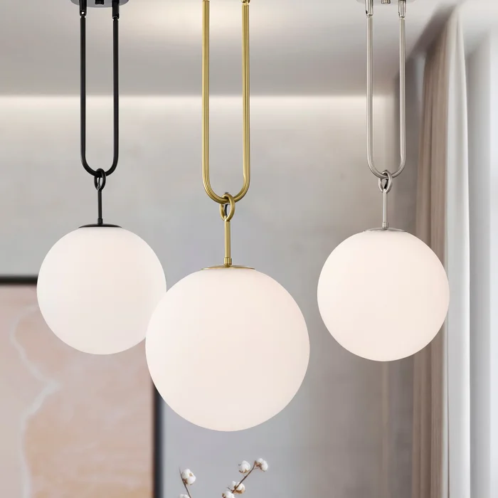 Moeder 1-Light Frosted Globe Pendant Ceiling Light with Metal Downrod