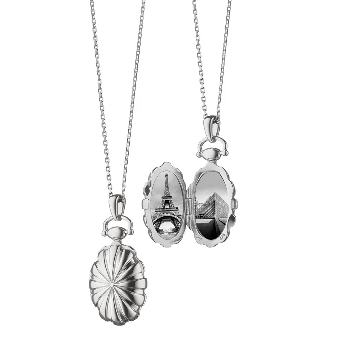 Monica Rich Kosann Petite Sunburst Sterling Silver Locket Necklace, 30″