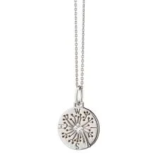 Monica Rich Kosann Sterling Silver “Wish” Intaglio Charm With Dandelion & White Sapphire On 18″ Chain