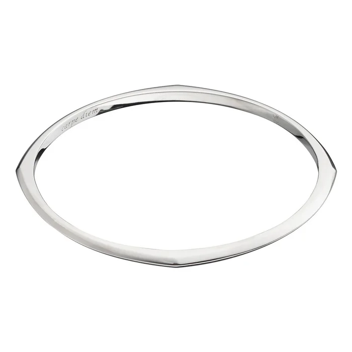 Monica Rich Kosann Sterling Silver Soft Square Bangle/Carpe Diem/Size Medium