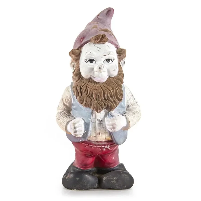 Multi Ceramic Leaning Lawn Gnome (A+D)
