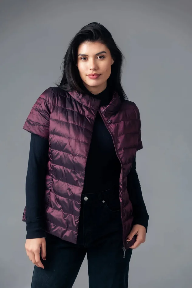 My Anorak Short Sleeve Puffer Jacket, Toasted Wine