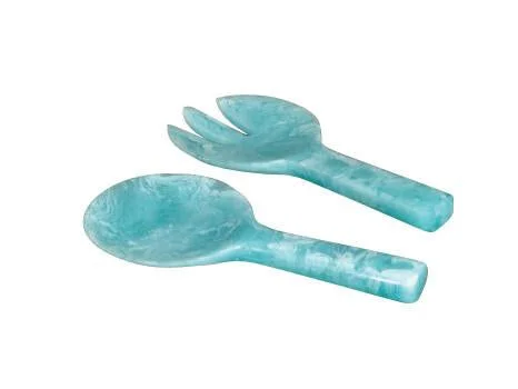 Nashi Home Resin Aqua Swirl Jumbo Salad Servers