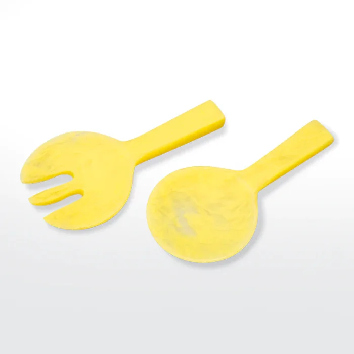 Nashi Home Resin Yellow Swirl Short Handle Salad Servers