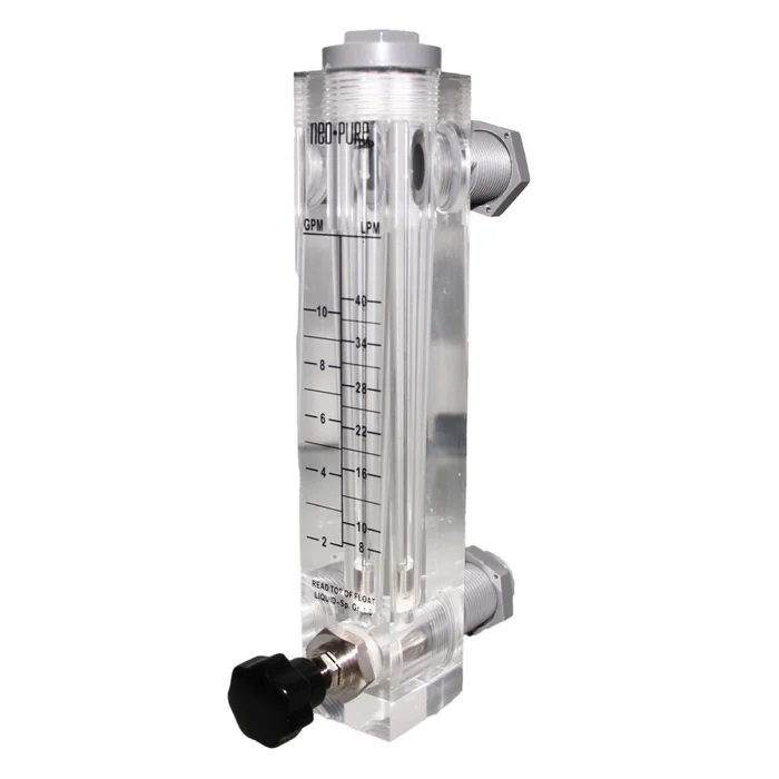 Neo-Pure Adjustable Panel Mount Flowmeter 2-10GPM 3/4″ MNPT