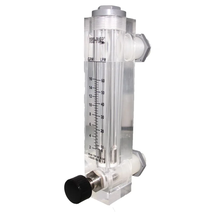 Neo-Pure Adjustable Panel Mount Flowmeter 2-16GPM 1″ MNPT