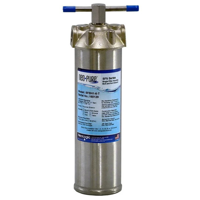 Neo-Pure SFBH1B-304-6FT T-Handle Single Filter Housing with Bolt and Nut Closure – 3/4″ FPT