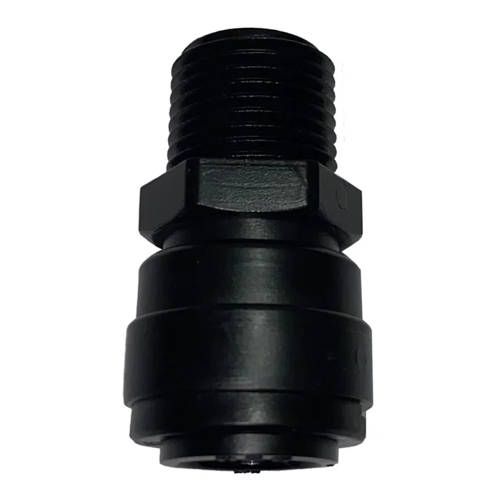 NeoFit – Acetal Black Male Connector 5/8″ Tube OD x 1/2″ NPTF