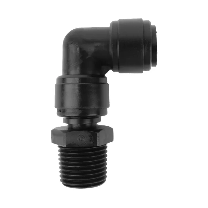 NeoFit – Acetal Black Male Elbow Swivel- 1/2″tube OD x 1/2″NPTF