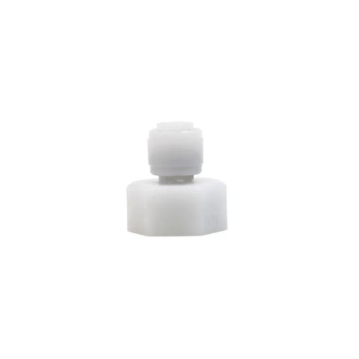 NeoFit – Acetal Natural White Female Adapter- UN V-Type- 1/4″ tube OD x 7/16″-20UNF- V Type