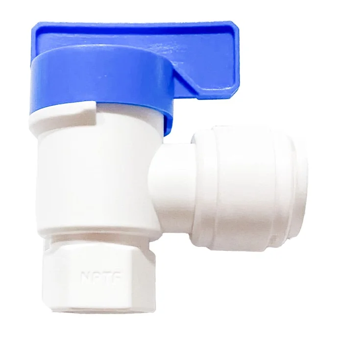 NeoFit – Acetal White Tank Valve Female Elbow 1/4″ FPT x 1/2″ tube