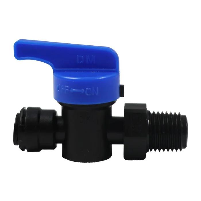 NeoFit Polypro Black Hand Valve Male Connector 1/4″ od x 1/4″ NPTF