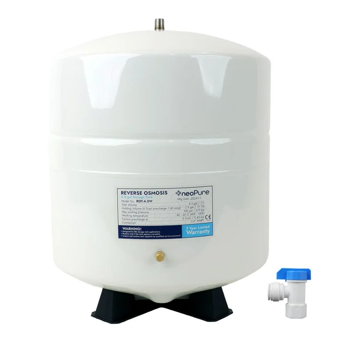 NeoPure ROT-4.5W Reverse Osmosis Storage Tank Powder Coated Steel 4.5 Gal with NeoFit Tank Valve