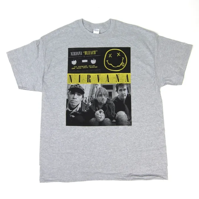 Nirvana: Bleach Cassette Photo Shirt – Heather Grey Supply